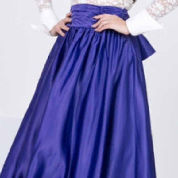 Purple High Waist Maxi Skirt with Bow
